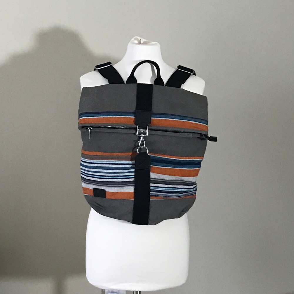 TOMS Tech-Pack Multi-Stripe Grey, Black, Orange, White Canvas Backpack
